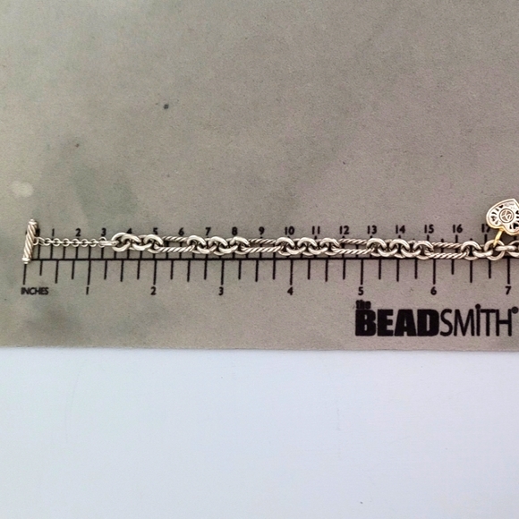 David Yurman Two-Tone Cable Heart Charm Bracelet - Picture 6 of 9
